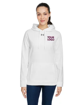 Under Armour Ladies Hustle Pullover Branded Hooded Sweatshirts, White