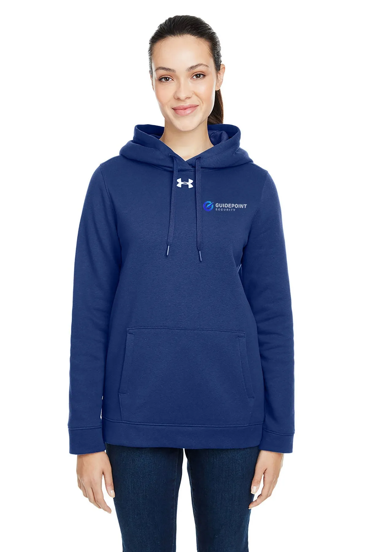 Under Armour Ladies Hustle Pullover Hoodie, Medium Navy [GuidePoint Security]