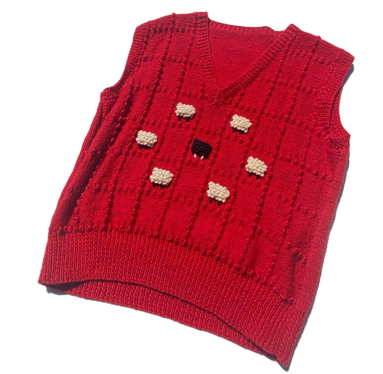 Vintage 70's Handmade, Red Sheep Vest