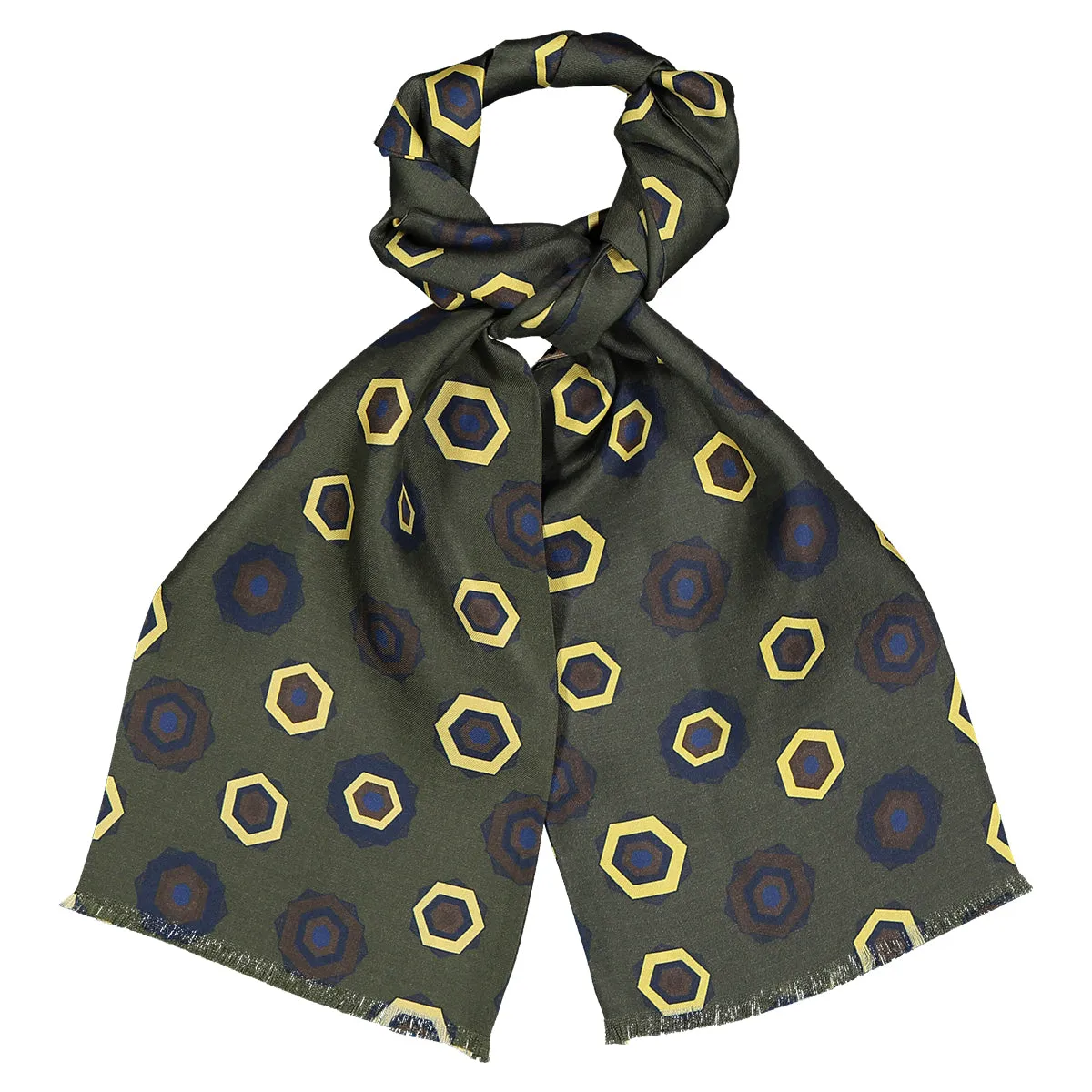 Vintage silk tie scarf dark green