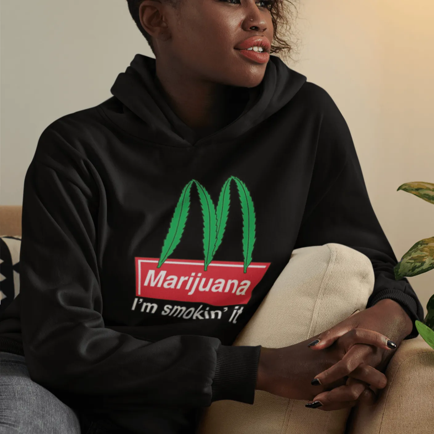 Weed Hoodie Marijuana I'm Just Smokin It Blended Cotton Ultra Soft Midweight Pullover