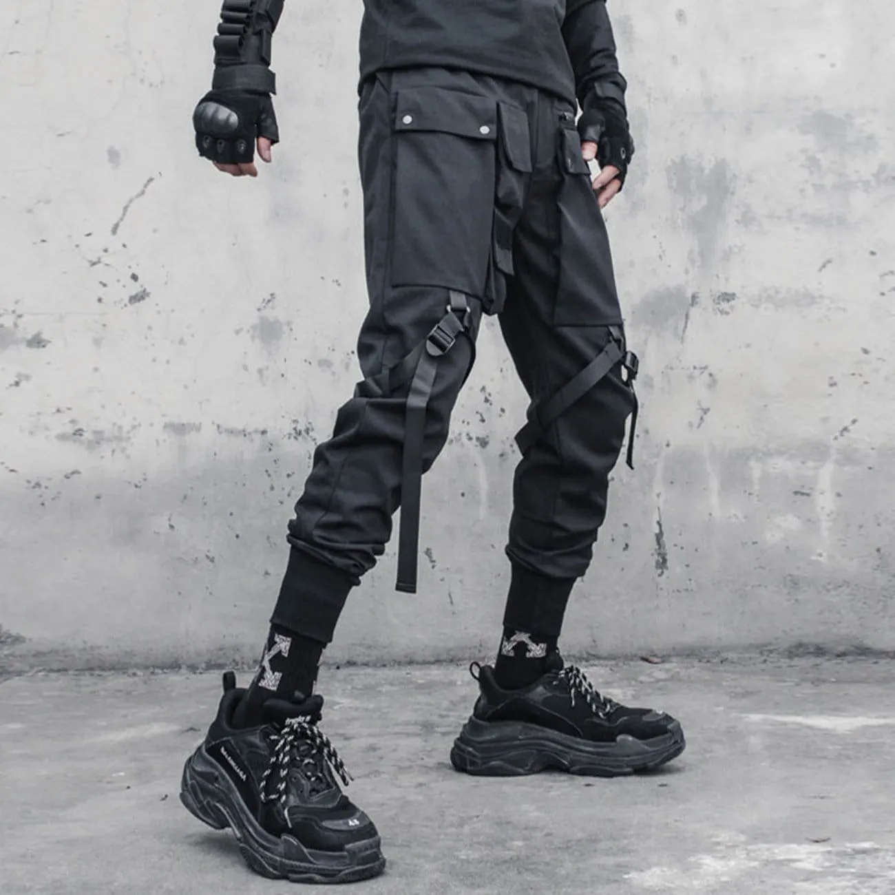 WLS Combat Irregular Ribbons Multi Pockets Cargo Pants