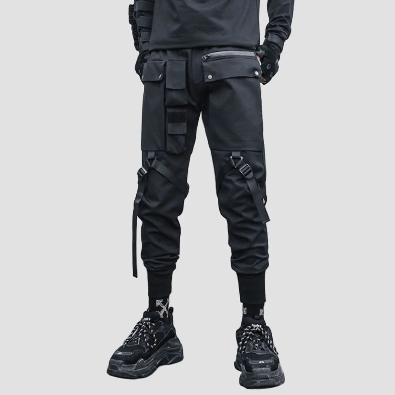 WLS Combat Irregular Ribbons Multi Pockets Cargo Pants