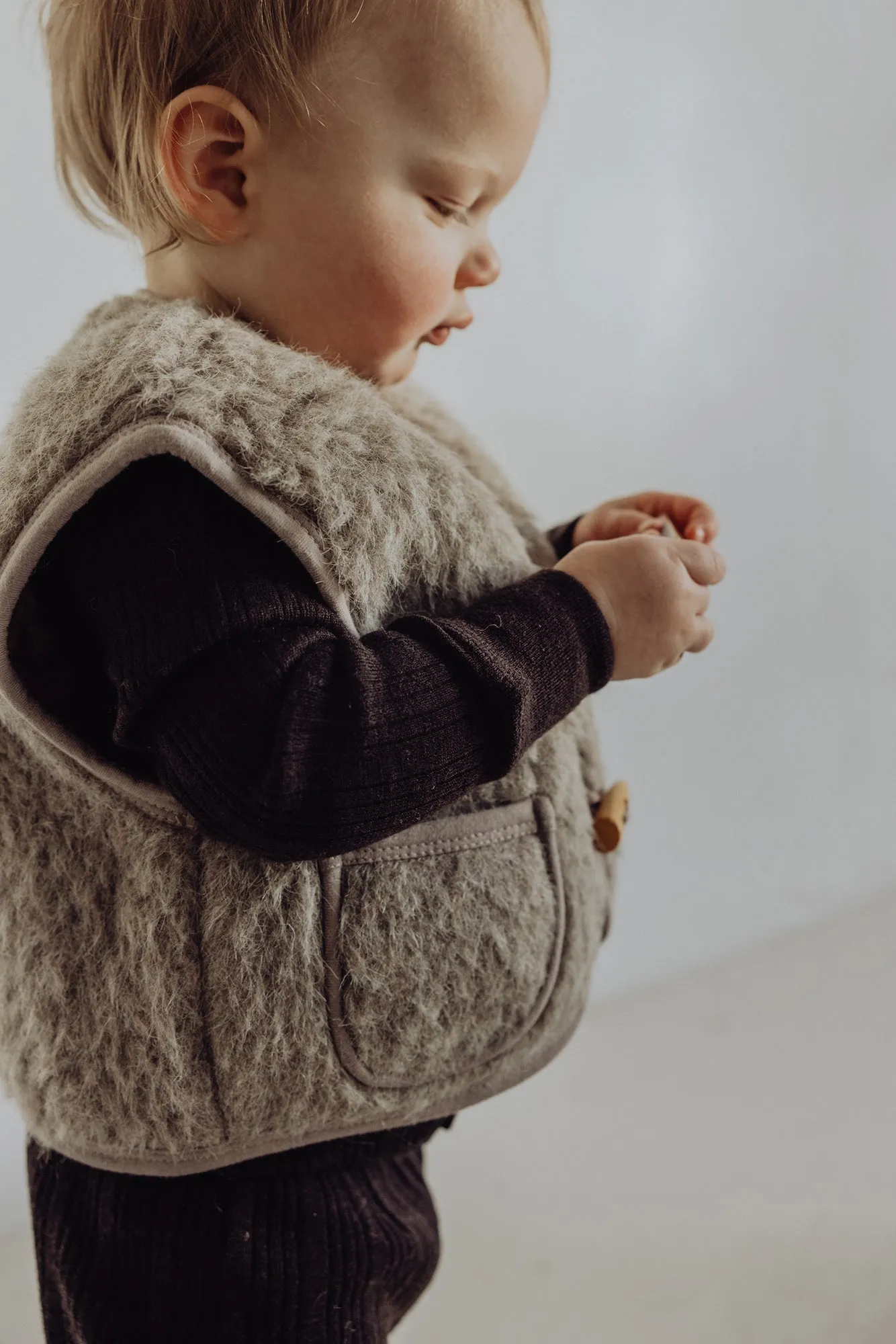 Wool Sherpa Vest - Sand