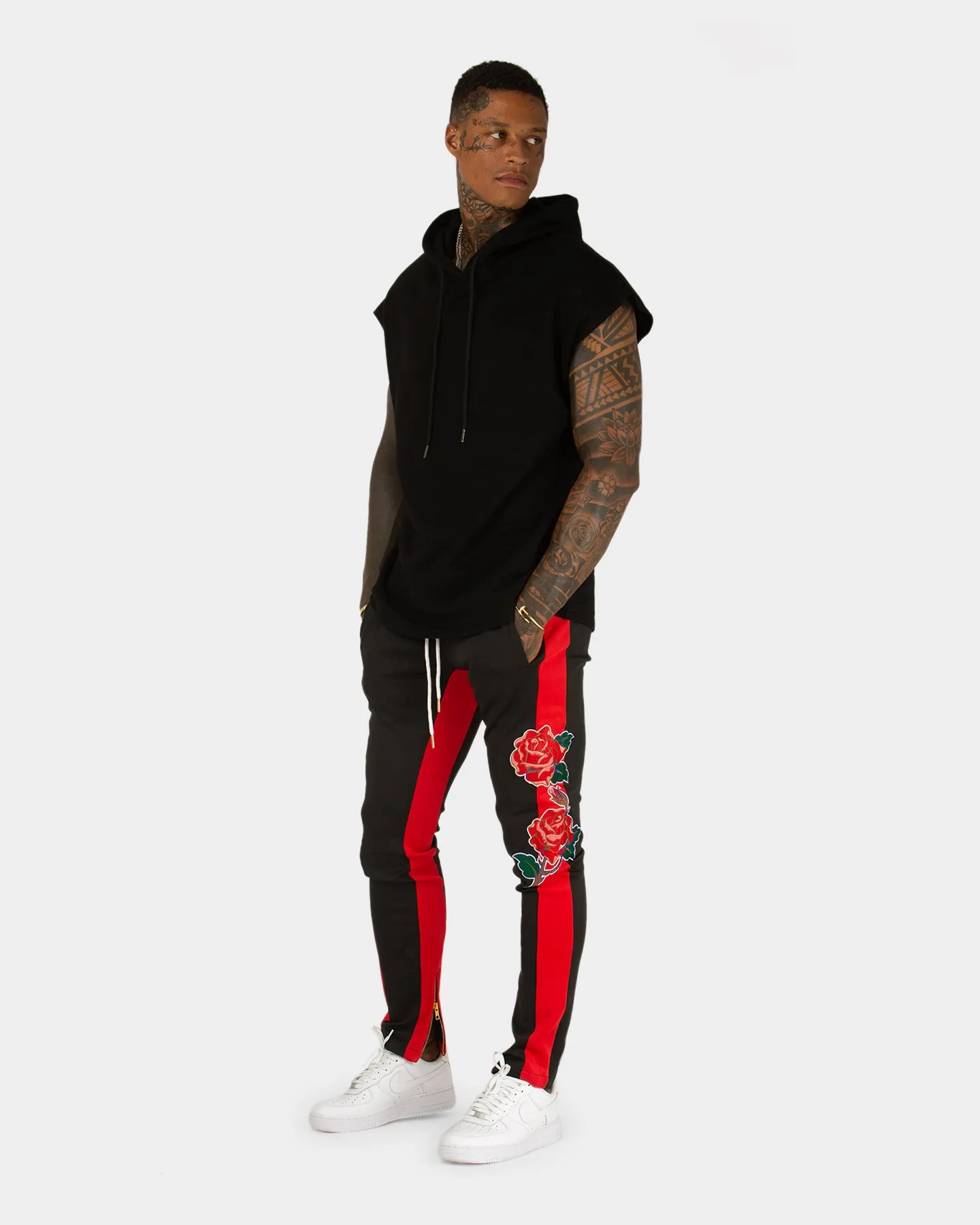 XXIII Rose Embroidery Pants Black/Red