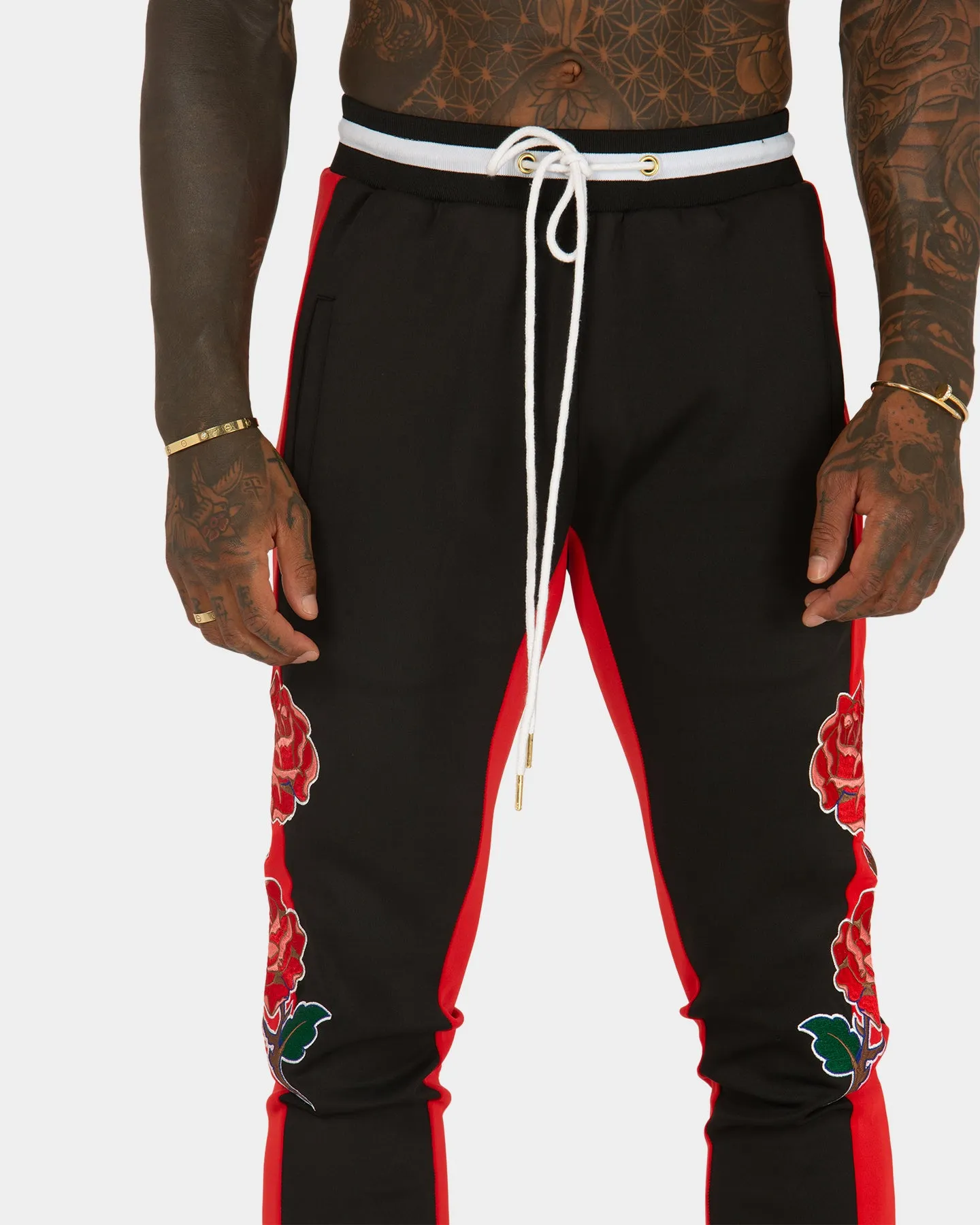 XXIII Rose Embroidery Pants Black/Red