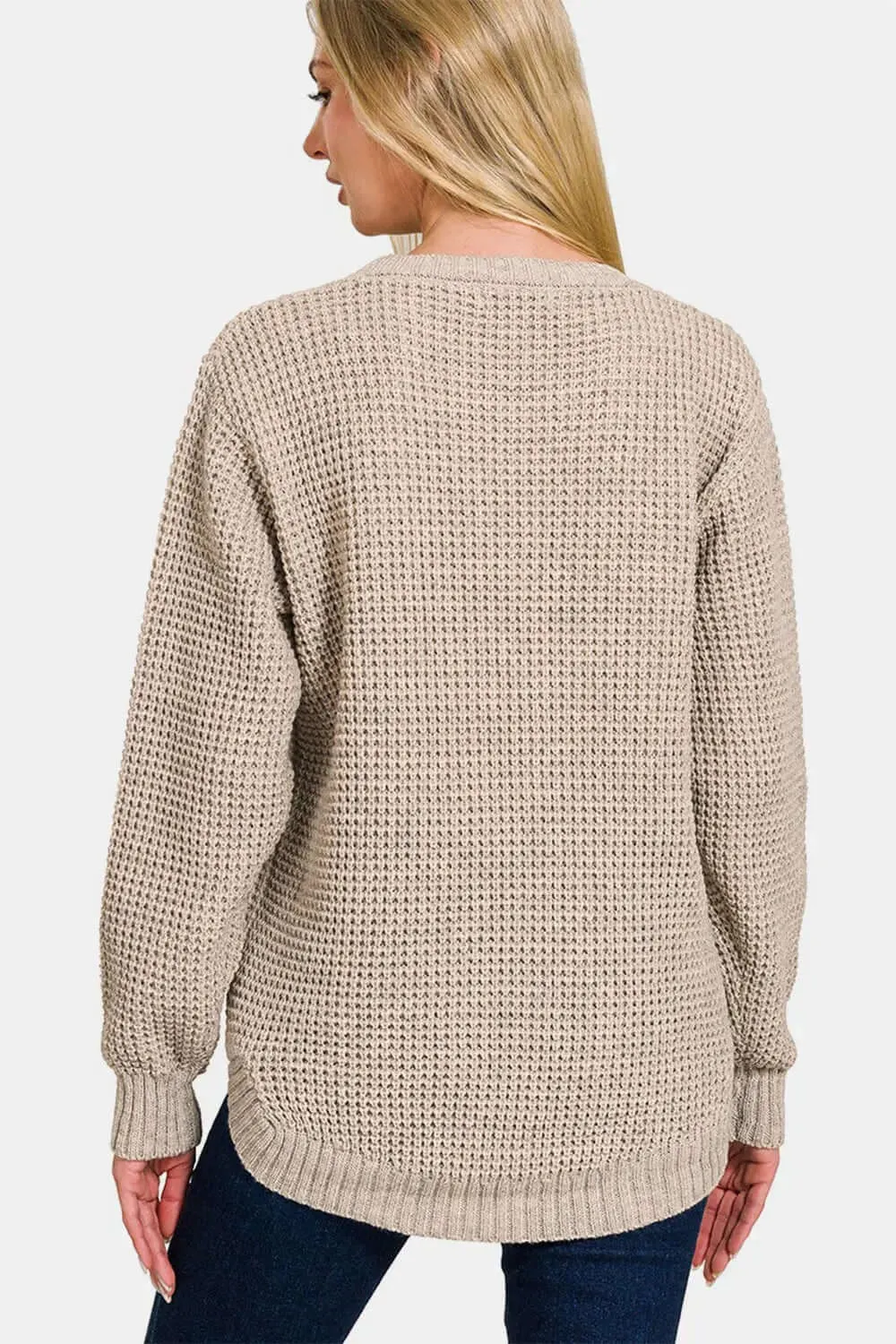 Zenana High Low Long Sleeve Sweater