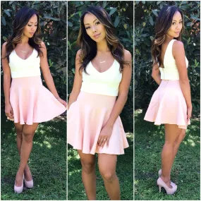 Zip Me Skater Skirt - Peach