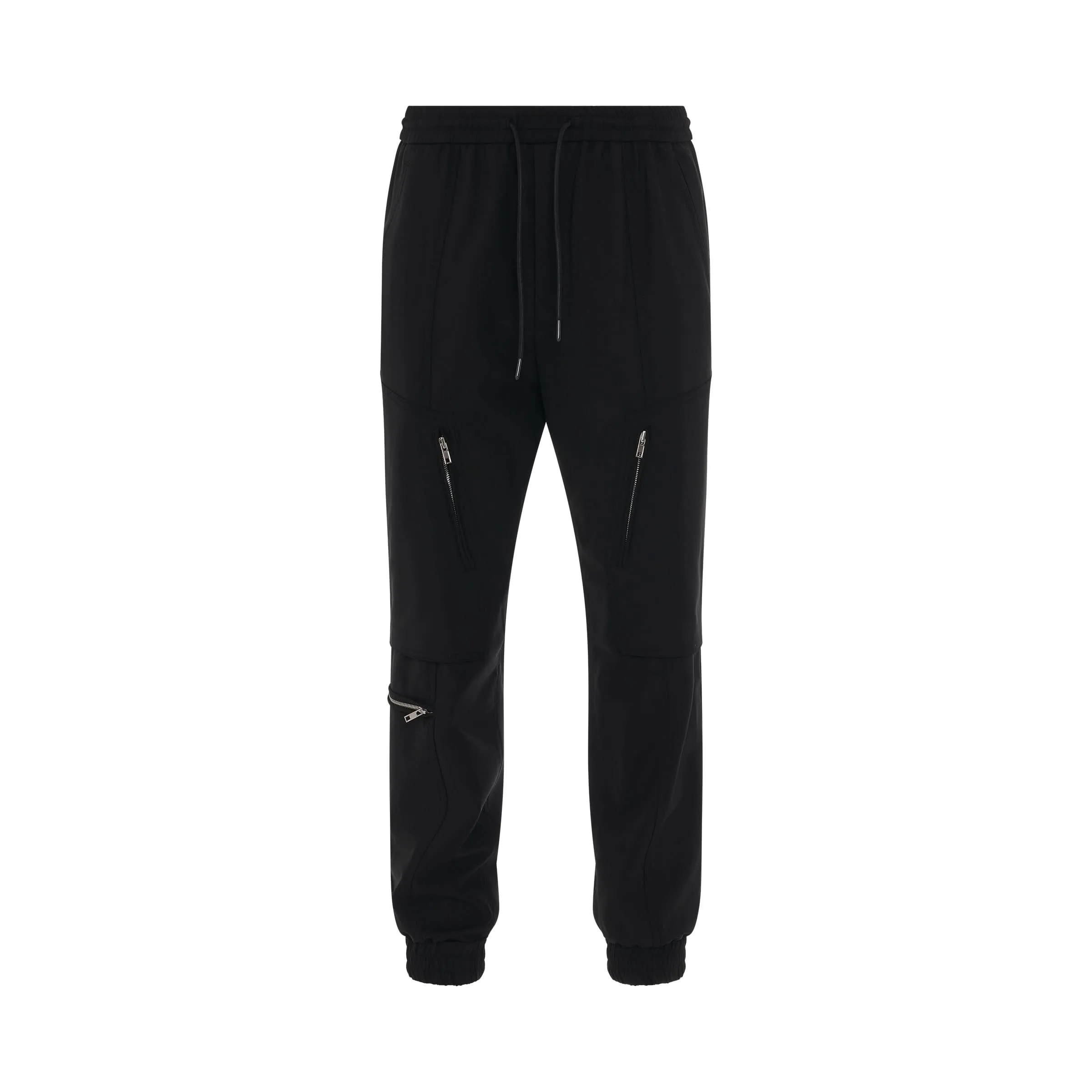 Zipper Detail Jogger Pants in Black